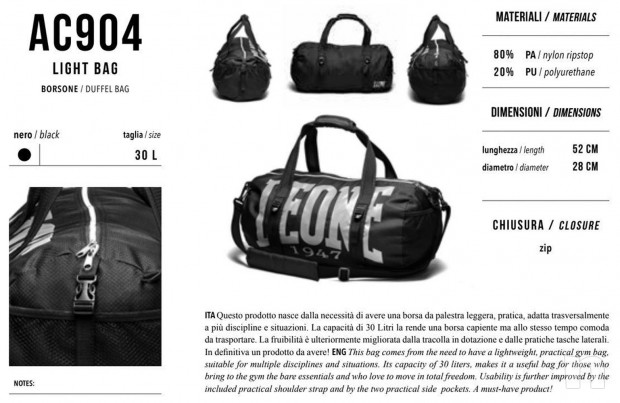 BORSONE LEONE LIGHT BAG AC904 borsa palestra - boxe-kickboxing in vendita a  Potenza